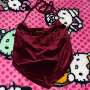 SHEIN Burgundy Velvet Halter Top